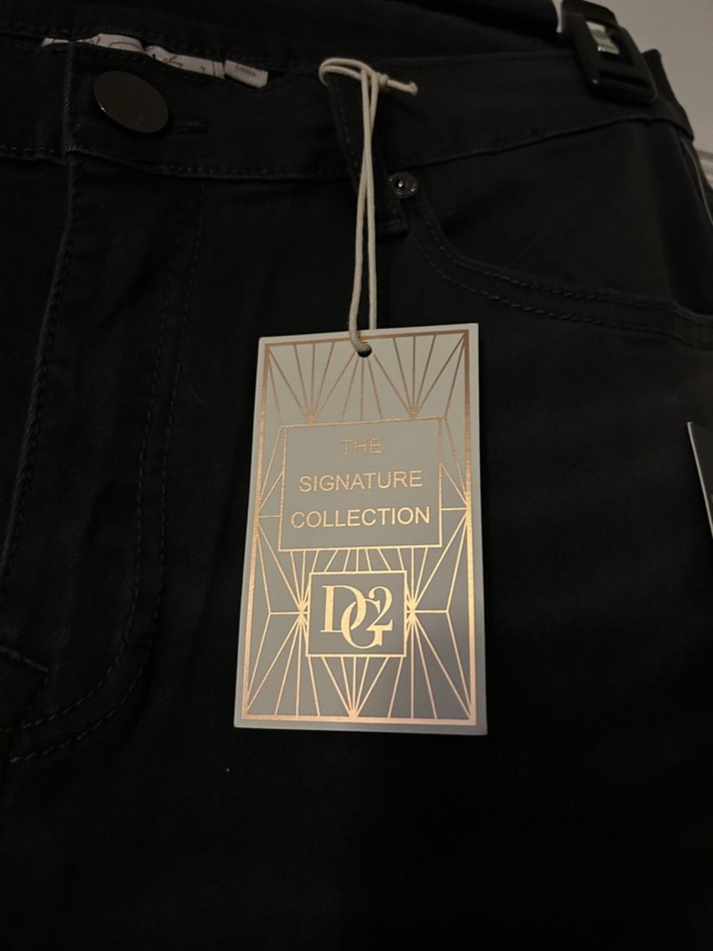 DG2 by Diane Gilman Black Wide Leg Jeans with Stud Embellishment - Picture 2 of 7